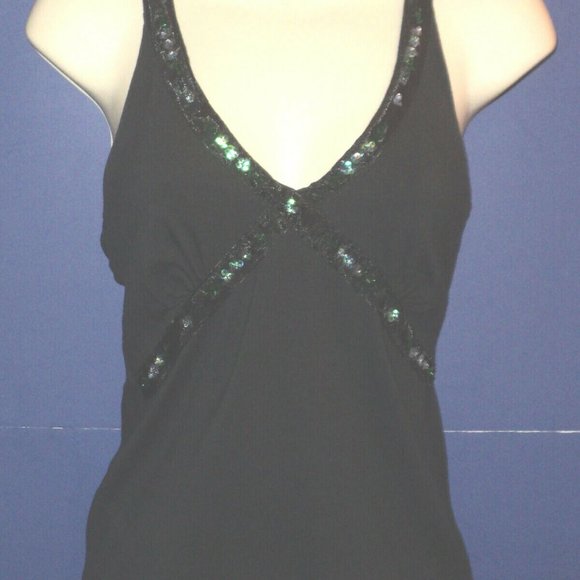 Nicole Miller Tank Top Black XS Beaded & Sequins - Picture 1 of 4